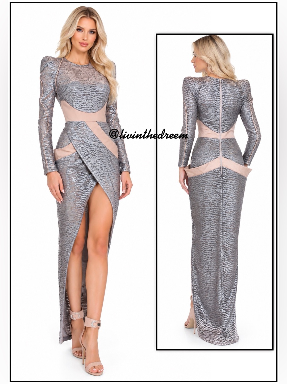RARE House of Zhivago "Forge" Gown IN A Pewter / Nude Color way SZ M US 6
